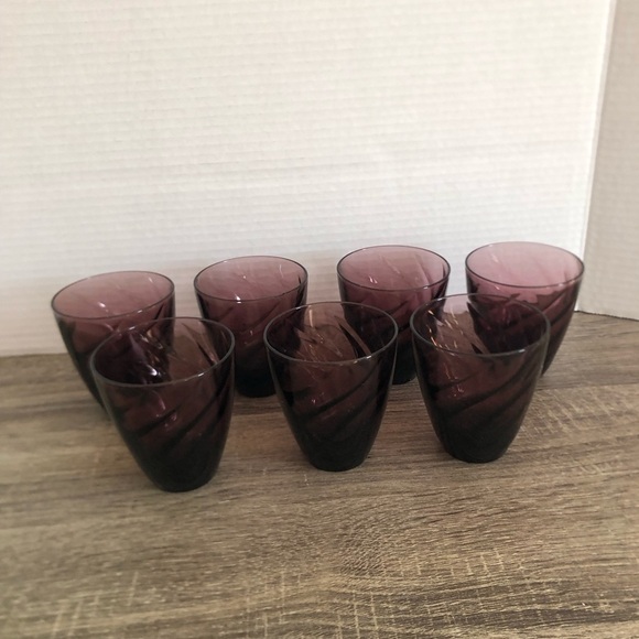 Vtg Hazel Atlas Moroccan Amethyst Swirl Juice Glasses - Picture 3 of 13